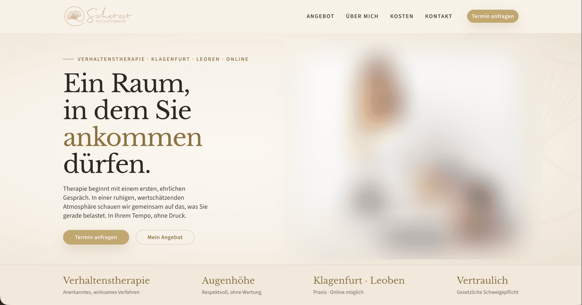 Website von scherzer-psychotherapie.at, gebaut von alexmacht